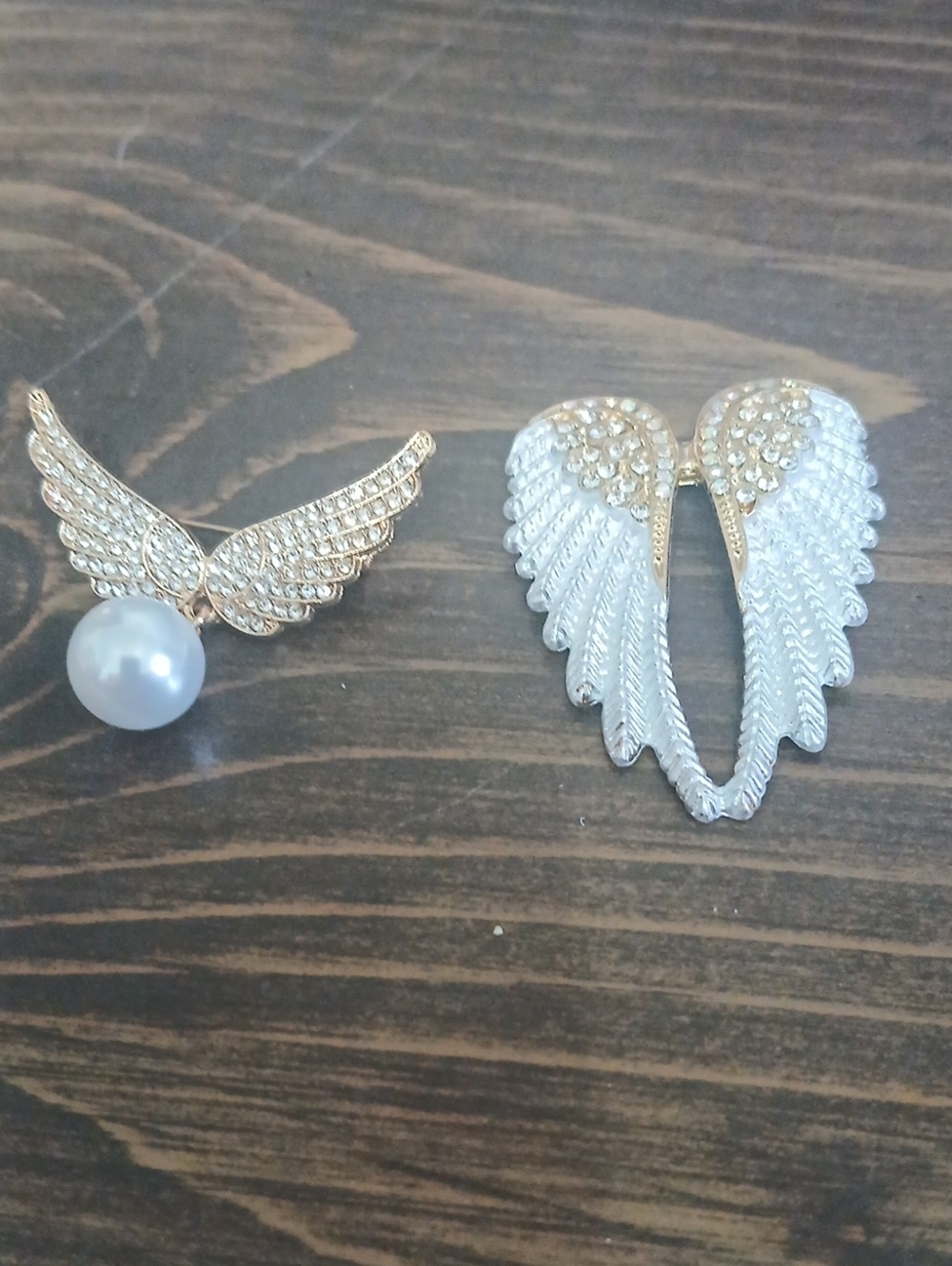 Gold Angel Wing  with Pearl Accent - Women Pins